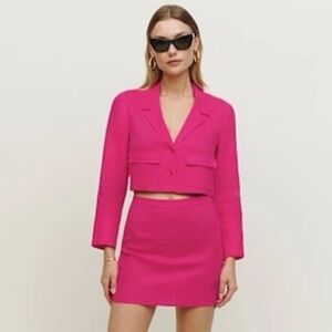 House of Harlow 1960 Hot Pink Linen Blazer and Skirt Set (Sm) NWT